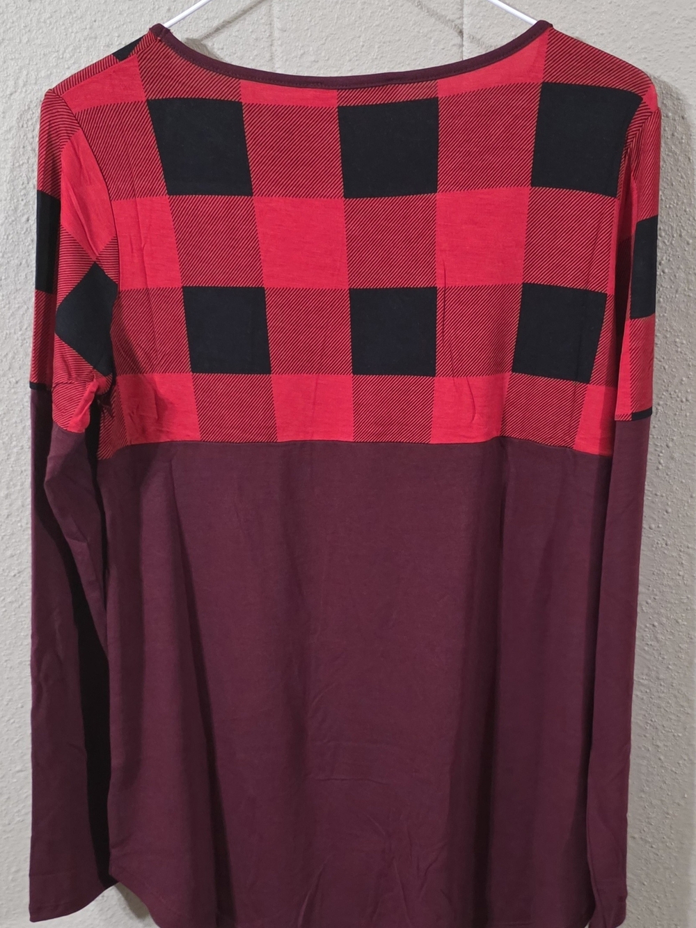 New Women’s Zenana Buffalo Plaid Red & Black Relaxed Fit Tunic Top Sz XL - Picture 4 of 5